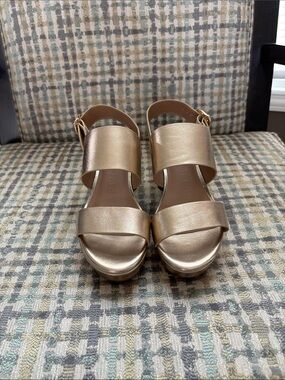 Aerosoles Camera Gold Metallic Platform Sandals for Women